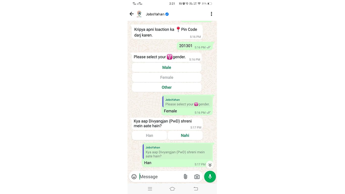 Finding Location Based Jobs on WhatsApp with JobsYahan